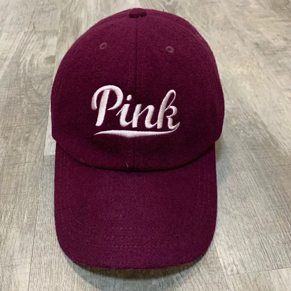 Victoria's Secret PINK Logo Wool blend Baseball Cap Maroon